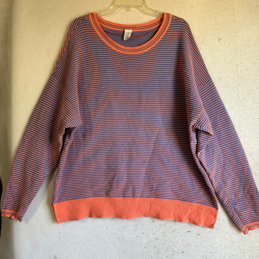 LIVI Lane Bryant Striped Knit Pullover Sweater Blue Orange Plus Size 18/20
